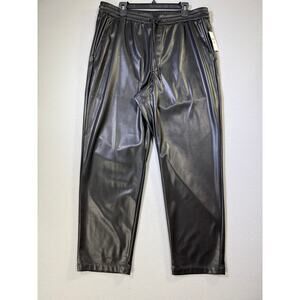 Mode of One Men's Relaxed-Fit Faux-Leather Pull-on Pants, Deep Black XL $80
